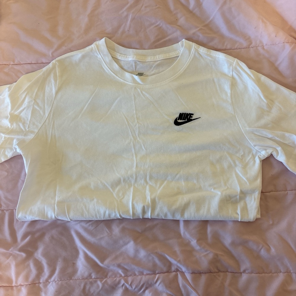 Nike White T‑Shirt with Gray Logo Print